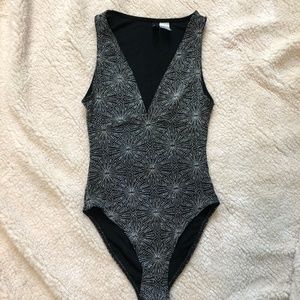Sparkly Deep-V Bodysuit by H&M
